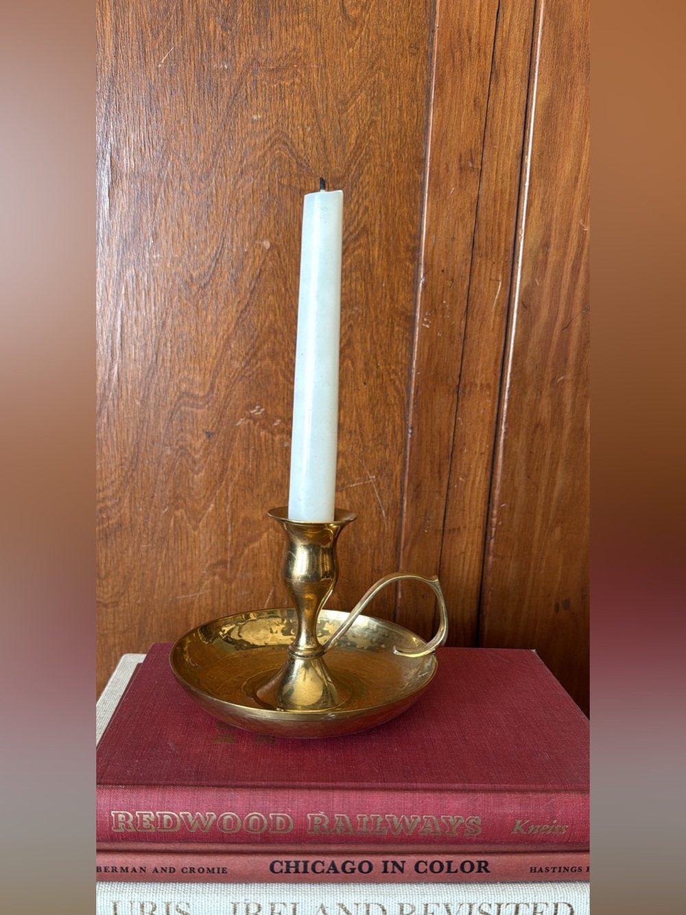 Vintage Brass Chamberstick Candle Holder